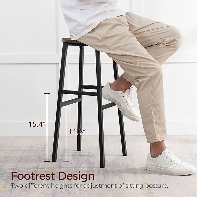Bar Stools, 28 Inch Kitchen Breakfast Bar Chairs, Industrial Bar Stools - Image 5
