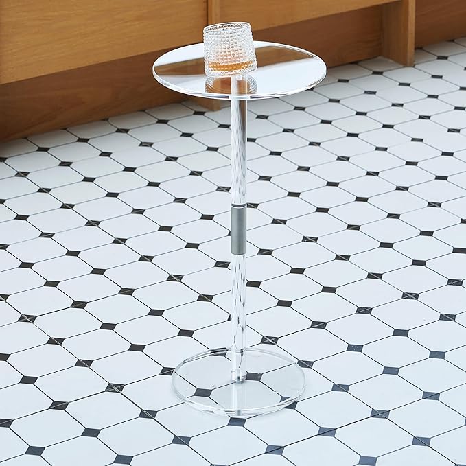 Small Side Table Acrylic Round Drink Table Clear End Table Modern Accent - Image 5