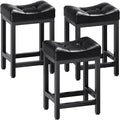 Dripex Backless Saddle Bar Stools Set of 3, Modern Faux Leather 24'' Counter by Dripex