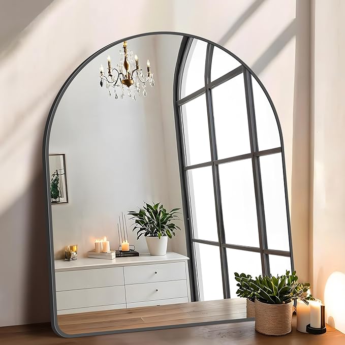 FORBATH Arched Mirror 40x32 Inch, Hanging or Leaning Against Wall by FORBATH
