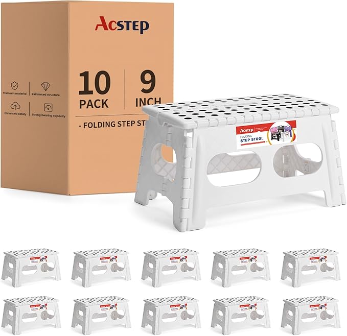 ACSTEP Folding Step Stool 9 Inch, 15-Inch Extra Wide Heavy Duty Stepping Stool by ACSTEP