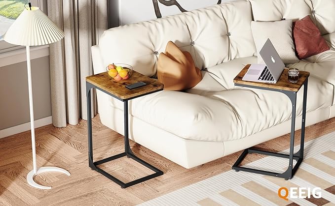 QEEIG C Table Side Table Living Room C Shaped Couch Tray End Table Farmhouse 1 - Image 7