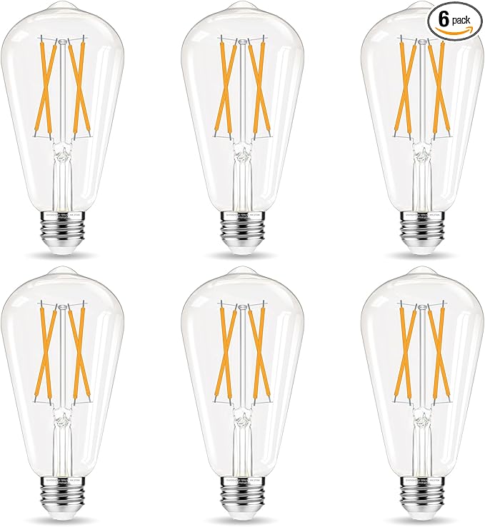 LED Edison Bulbs Dimmable, E26 Bulb 60 watt Equivalent, Soft White 2700K by GvvooHome