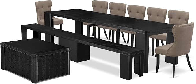 X07SI-BC6-48 - 10-Pc Dining Room Set a Rectangular Kitchen Table - Image 2