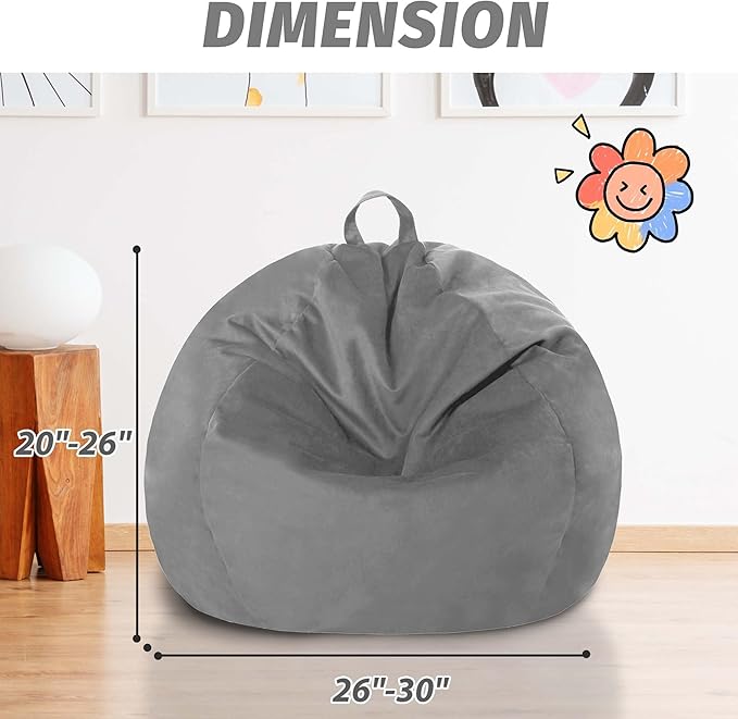 2FT Bean Bag Chair with Ultra Soft Velvet Cover Bean Bag Sofa with Memory Foam - Image 3