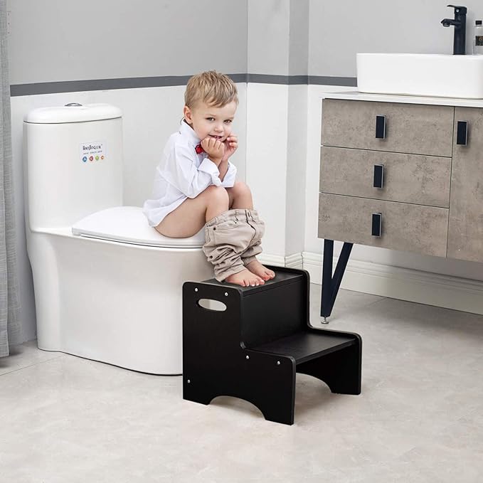 WOOD CITY Step Stool for Kids, Wooden Toddler Step Stool - Image 4