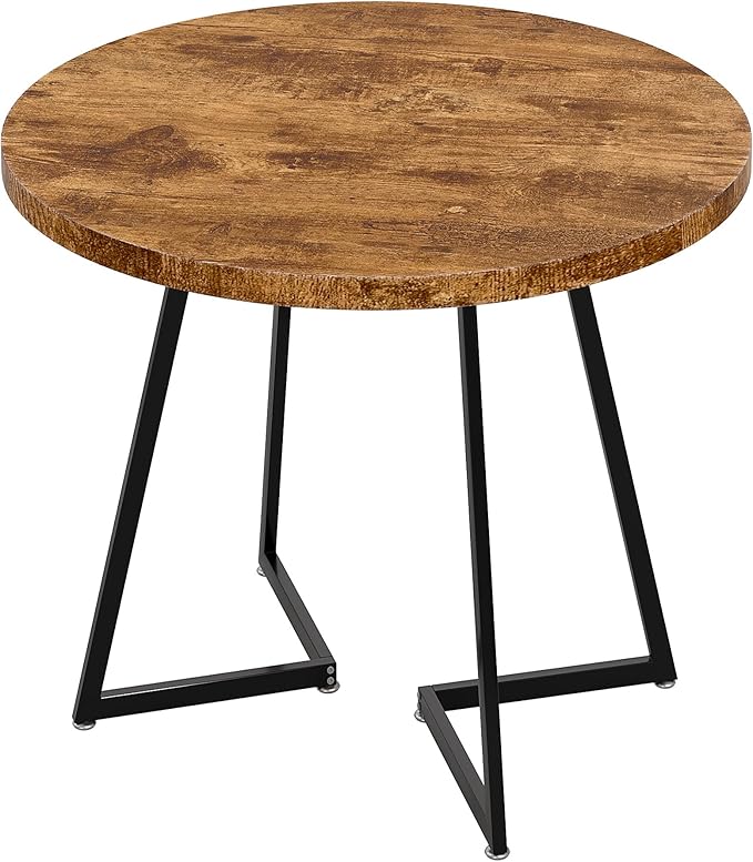 VECELO 35" Round Dining Table for 4, Wood-Grain Tabletop & Heavy-Duty Steel - Image 7