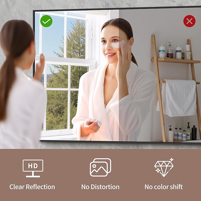 YIROMAN Bathroom Mirror for Wall 48"x36", Large Matte Black Bathroom Mirror - Image 7
