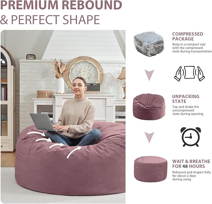 3FT Bean Bag Chair, Comfy Bean Bag Chairs - Image 6
