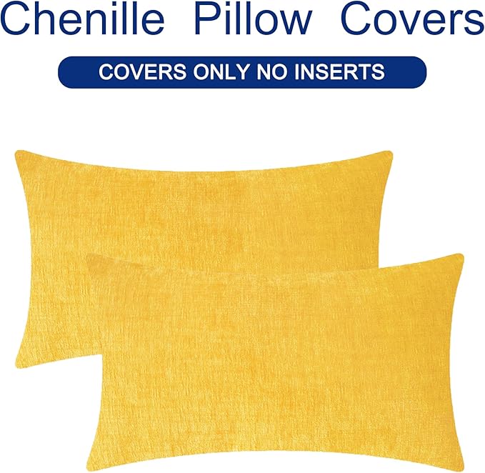 CaliTime Throw Pillow Covers Decorative 16 X 26 Inches Pack of 2 Cozy Chenille - Image 6