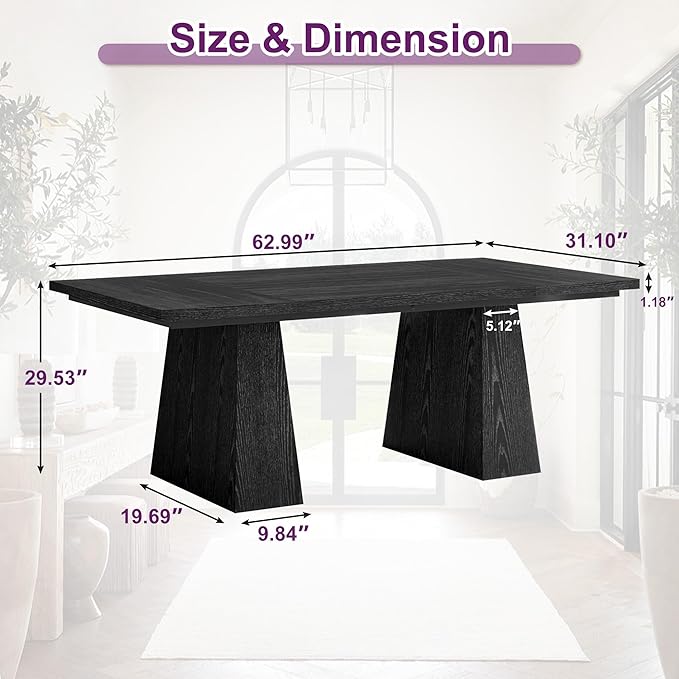 Round Dining Table for 4, Farmhouse Table for Dining Room, Living Room - Image 2