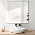 24x24 Inch Black Bathroom Mirror, Copper-Free Mirror, Aluminum Alloy Frame by LEDLUX
