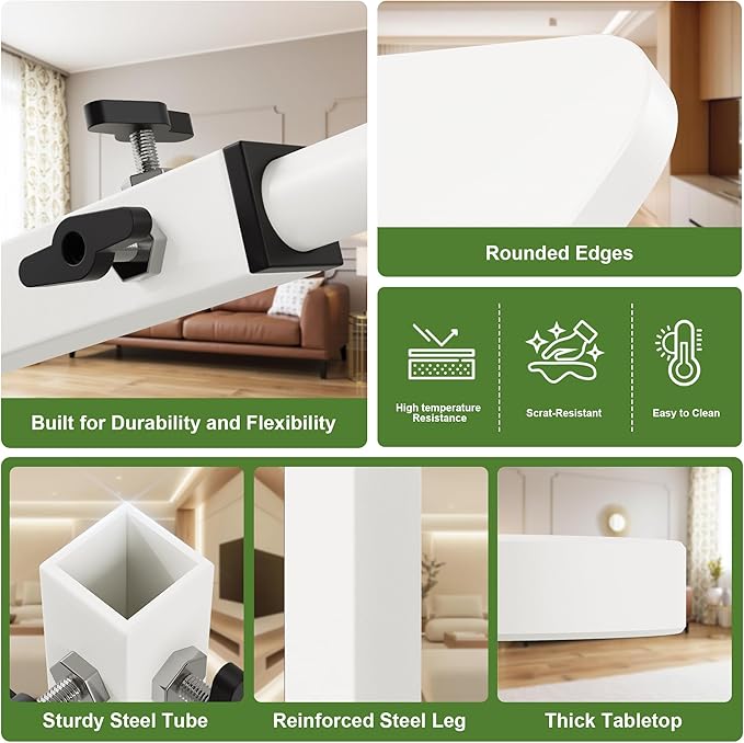 C Shaped End Table for Couch, Adjustable Height Couch Side Table, Horizontal - Image 6