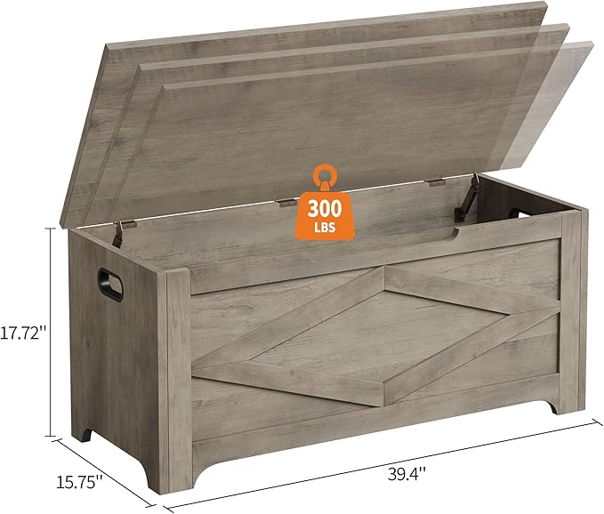 GarveeHome 39.4" Storage Chest, Wooden Storage Bench - Image 3