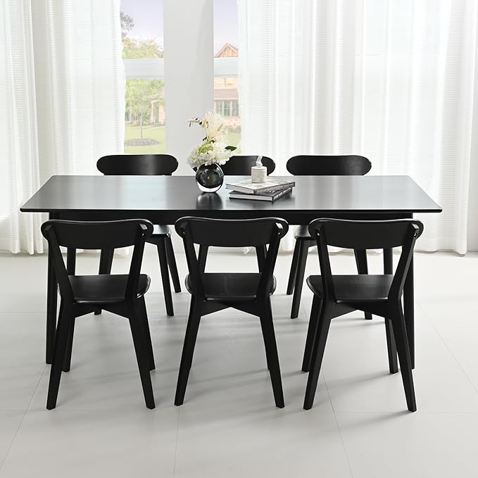 DELAVIN Soild Wood Dining Chairs Set of 6, Mid Century Oak Wood Kitchen Chairs - Image 9