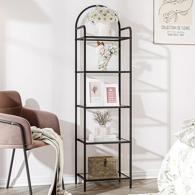 Bookcase Bookshelf, Tempered Glass Bookshelves, Slim Shelving Unit by Hzuaneri