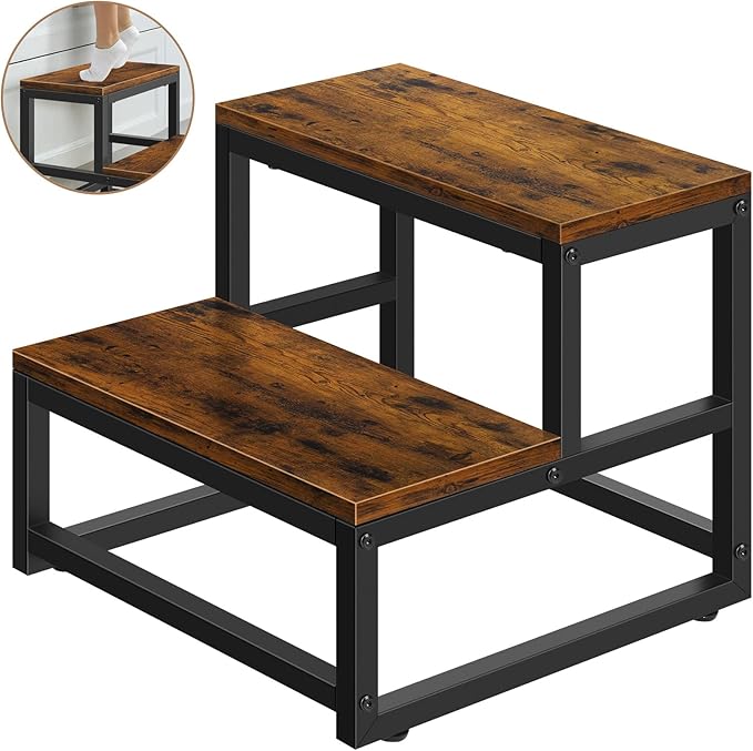 Wood and Metal 2 Step Stool for Adults & Kids – Heavy Duty Rustic Step Stools - Image 8