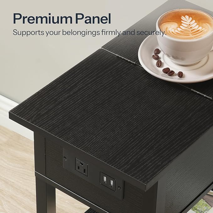 HOOBRO End Table with Charging Station, Flip Top Side Table with USB Ports - Image 7