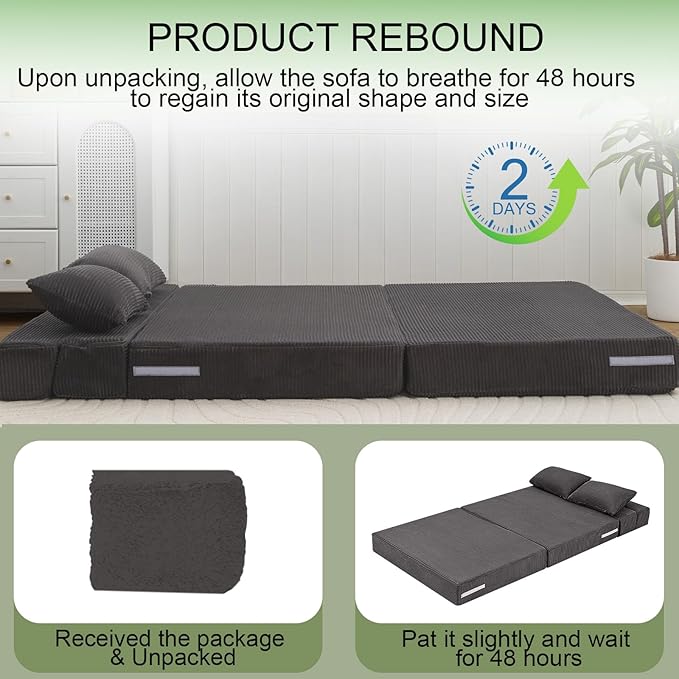 MeMoreCool Boneless Folding Sofa Bed, Corduroy Convertible Sleeper Chair - Image 8