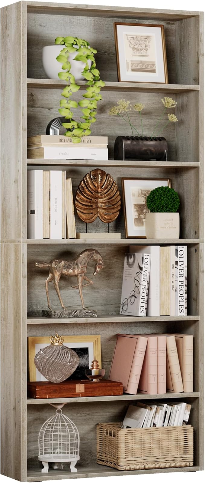 IRONCK Bookshelves and Bookcases Floor Standing 6 Tiers Display Storage Shelves by IRONCK