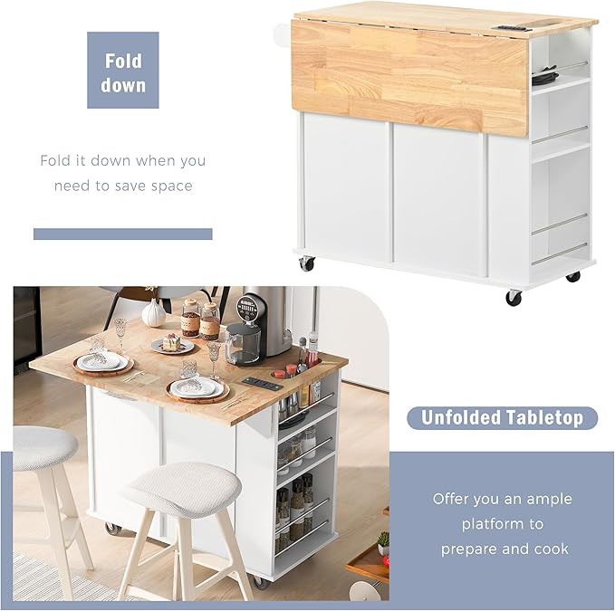 Merax Rubber Wood Kitchen Island - Image 6