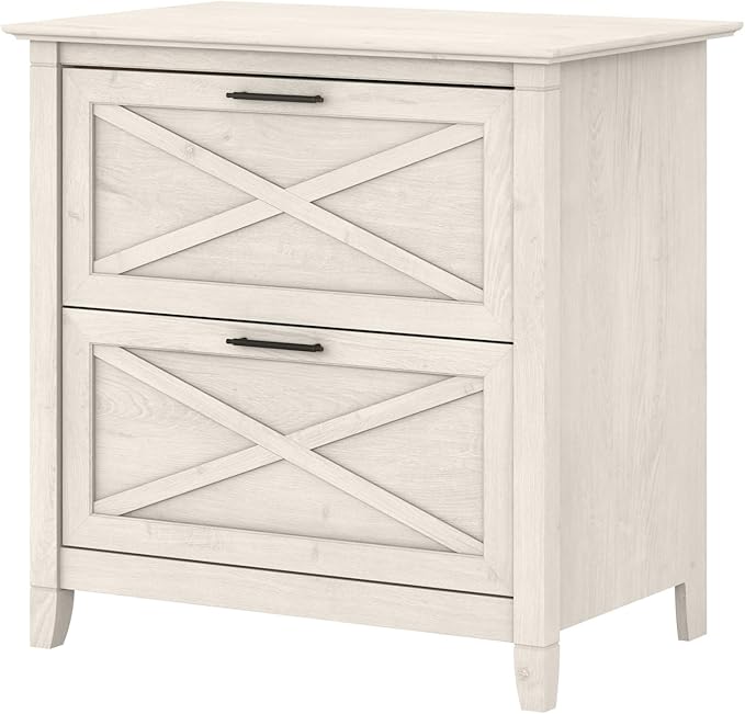Bush Furniture Key West 2 Drawer Lateral File Cabinet in Linen White Oak | by BushHome