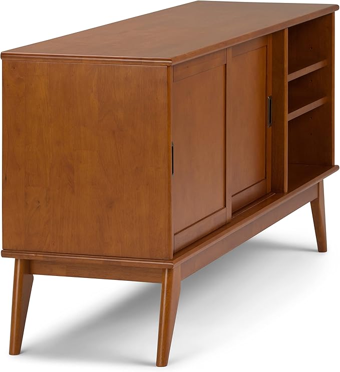 SIMPLIHOME Draper SOLID HARDWOOD 60 Inch Wide Mid Century Modern TV Media Stand - Image 9