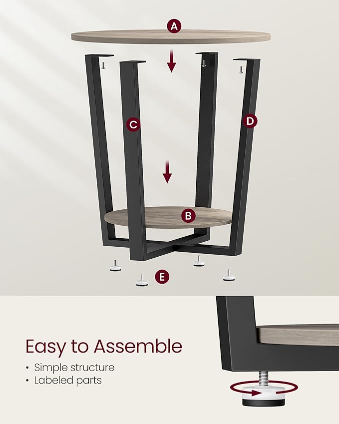 VASAGLE End Table, Round Side Table - Image 8