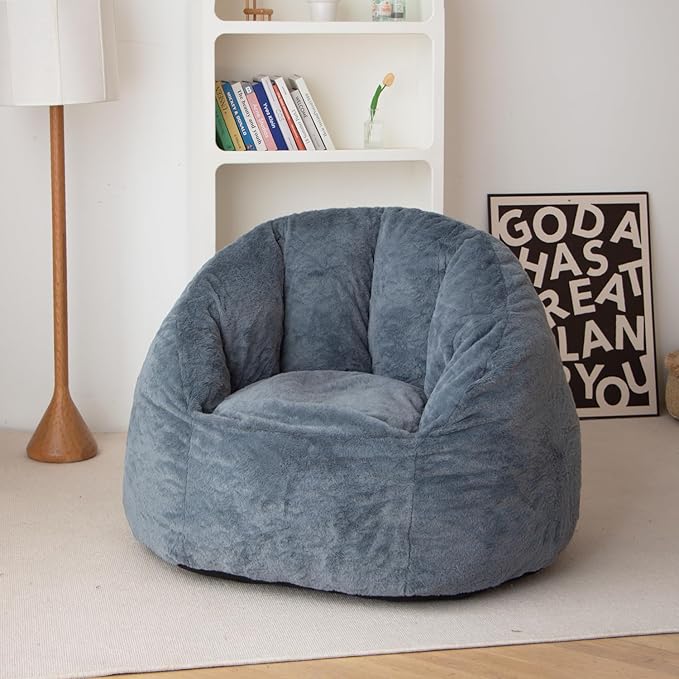 N&V Large Shell Bean Bag Chair, Adult Size Bean Bag Sack, Foam Filling - Image 4