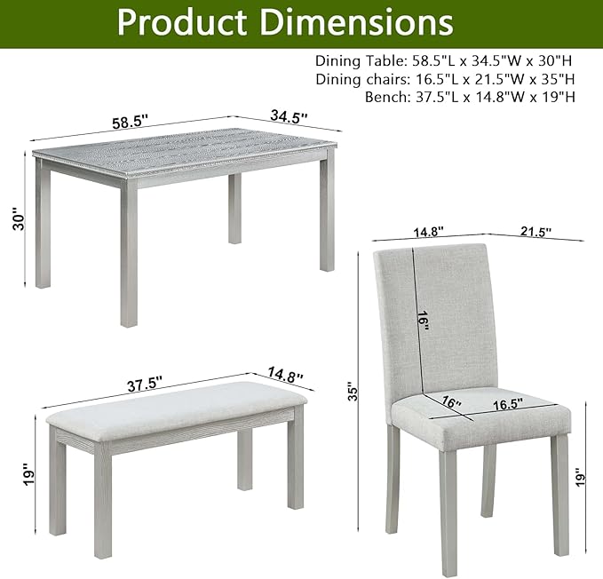 KEIKI 6-Piece Standard Height Dining Table Set - Image 3