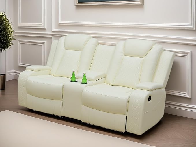 Loveseat Recliner Sofa, Reclining Loveseat Leather Couch by FONTOI