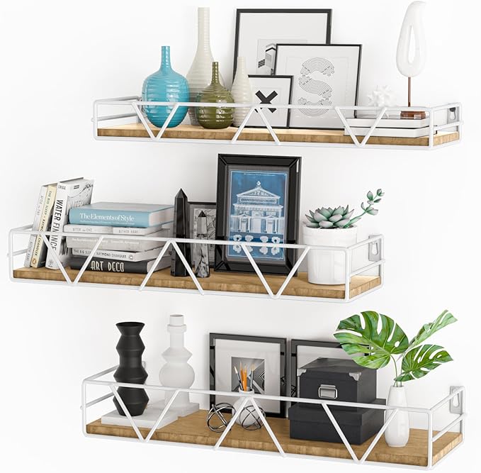 Floating Shelves Set of 3, Home Wood Wall Shelf, Farmhouse Shelf by Amoot