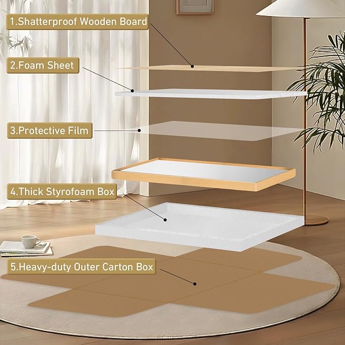 24x36 Inch Bathroom Mirror for Wall, Matte Gold Framed Rectangle Mirror - Image 6