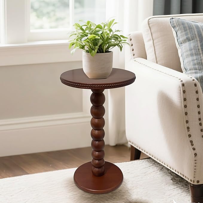 JUIOETURBoho Beaded Round Side Table - Image 5
