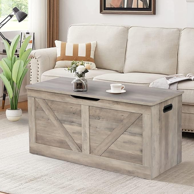 39.4" Storage Chest, Wooden Storage Bench, Large Storage Trunk - Image 7
