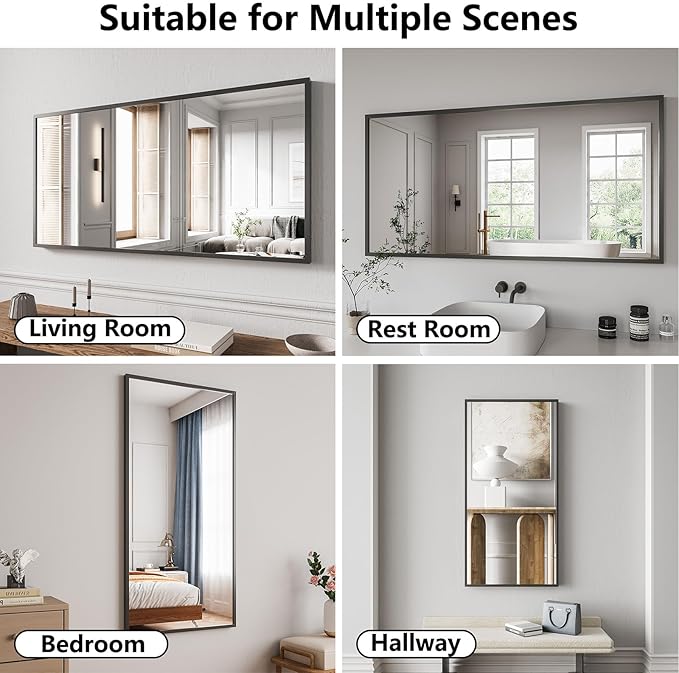 Koonmi Bathroom Mirror 24x48 Black Bathroom Wall-Mounted Mirrors, Modern Vanity - Image 4