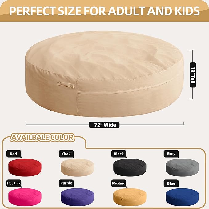 HABUTWAY XX-Large Bean Bag Chair: Giant 7' Memory Foam Furniture Bean Bag Chairs - Image 2