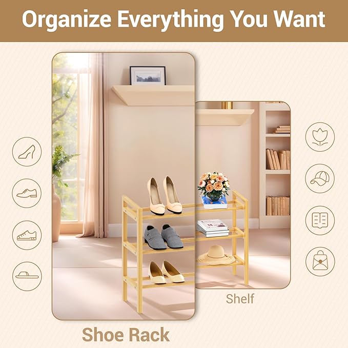 Haddockway Bamboo Shoe Rack for Closet, Free Standing Shoe Organizer - Image 5