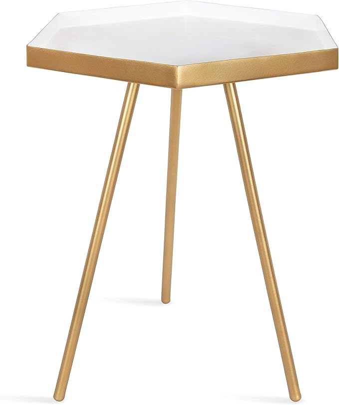Kate and Laurel Kashvi Modern Hexagon Side Table, Contemporary Geometric Accent by KateandLaurel