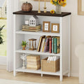 BON AUGURE Small Bookshelf for Small Space, 3 Tier Bookcase, Farmhouse Wood Low by BONAUGURE
