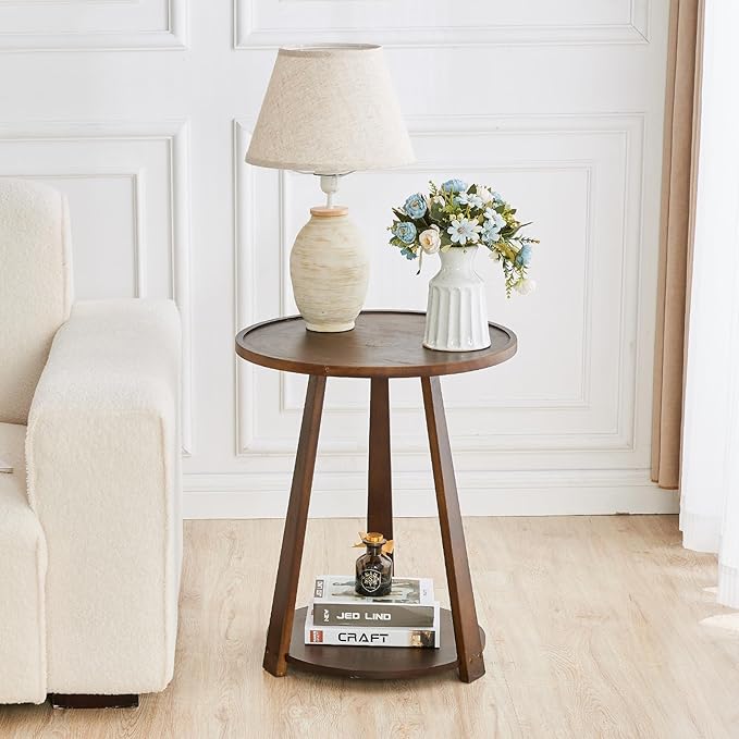 Round Solid Wood Side Table - Image 8