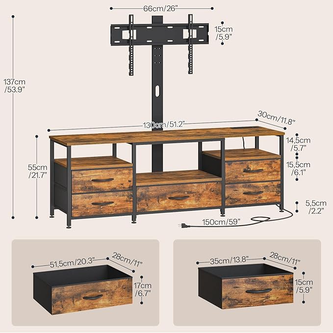 HOOBRO TV Stand with Mount and Power Outlet, - Image 7