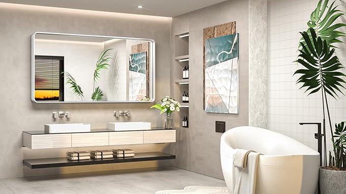 TokeShimi 48 x 24 Inch Wall Mirror Silver Bathroom Vanity Mirror - Image 2