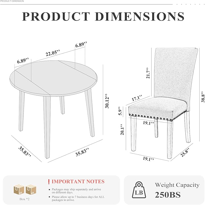 COLAMY 3-Piece Extendable Dining Set - Image 2