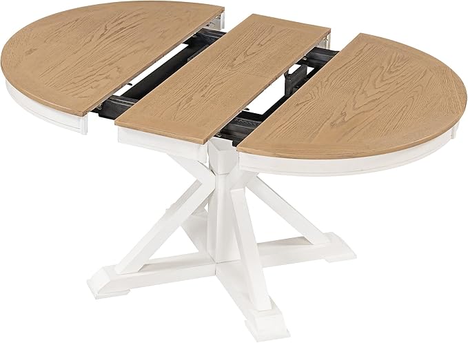 SogesPower 5-Piece Round Farmhouse Retro Dining Table Set - Image 8
