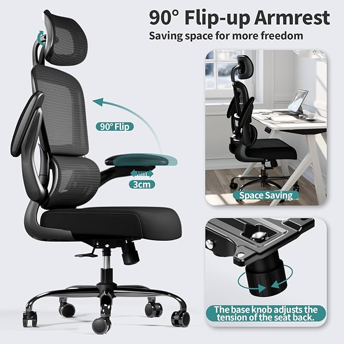 TRALT Office Chair Ergonomic Desk Chair, 330 LBS Home Mesh Office Desk Chairs - Image 6