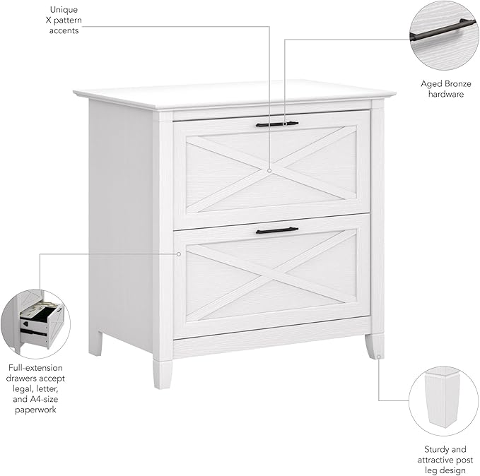 Bush Furniture Key West Lateral File Cabinet, Modern Farmhouse 2 Drawer File - Image 5