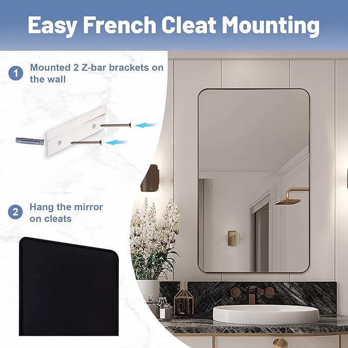 24x36 Inch Brushed Bronze Bathroom Mirror - Image 9