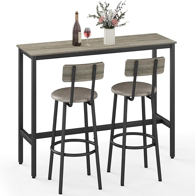 Dining Table Set for 2, 3-Piece Bar Table and Chairs Set, Kitchen Table and by Zevemomo