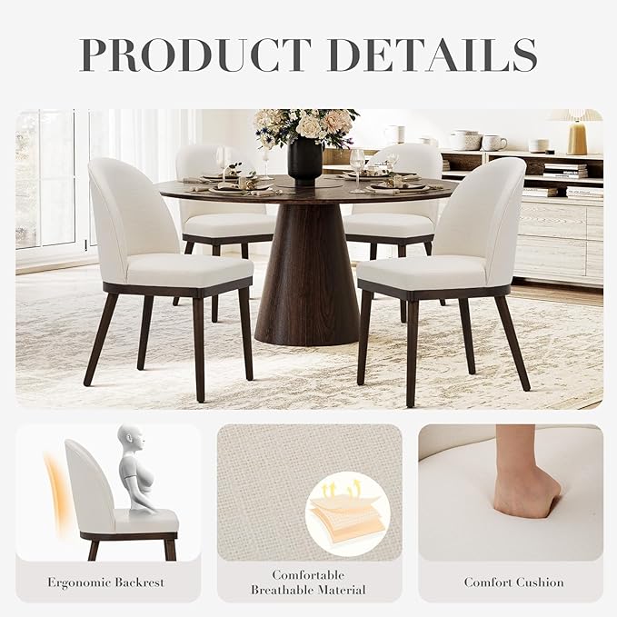 COLAMY Upholstered Dining Chairs Set of 6, Wooden Kitchen Chairs - Image 5